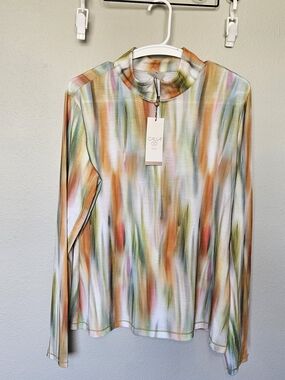 NWT Calia Pullover Flora Multi Watercolor Quarter-Zip Top XL